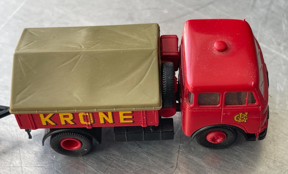 Brekina Pritschen mit Anhänger Circus Krone M.A.N Diesel H0 Werbung ohne OVP - Bild 3 von 4