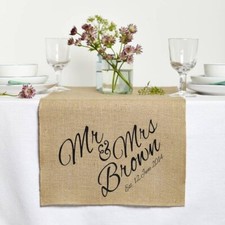 Customized Hessian Burlap Jute Table Runner - Personalized Printed Text / Logo