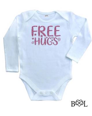 BABY MÄDCHEN FREE HUGS STERNE WESTE BABYANZUG GESCHENK BODY LUSTIG SÜSS LANGARM