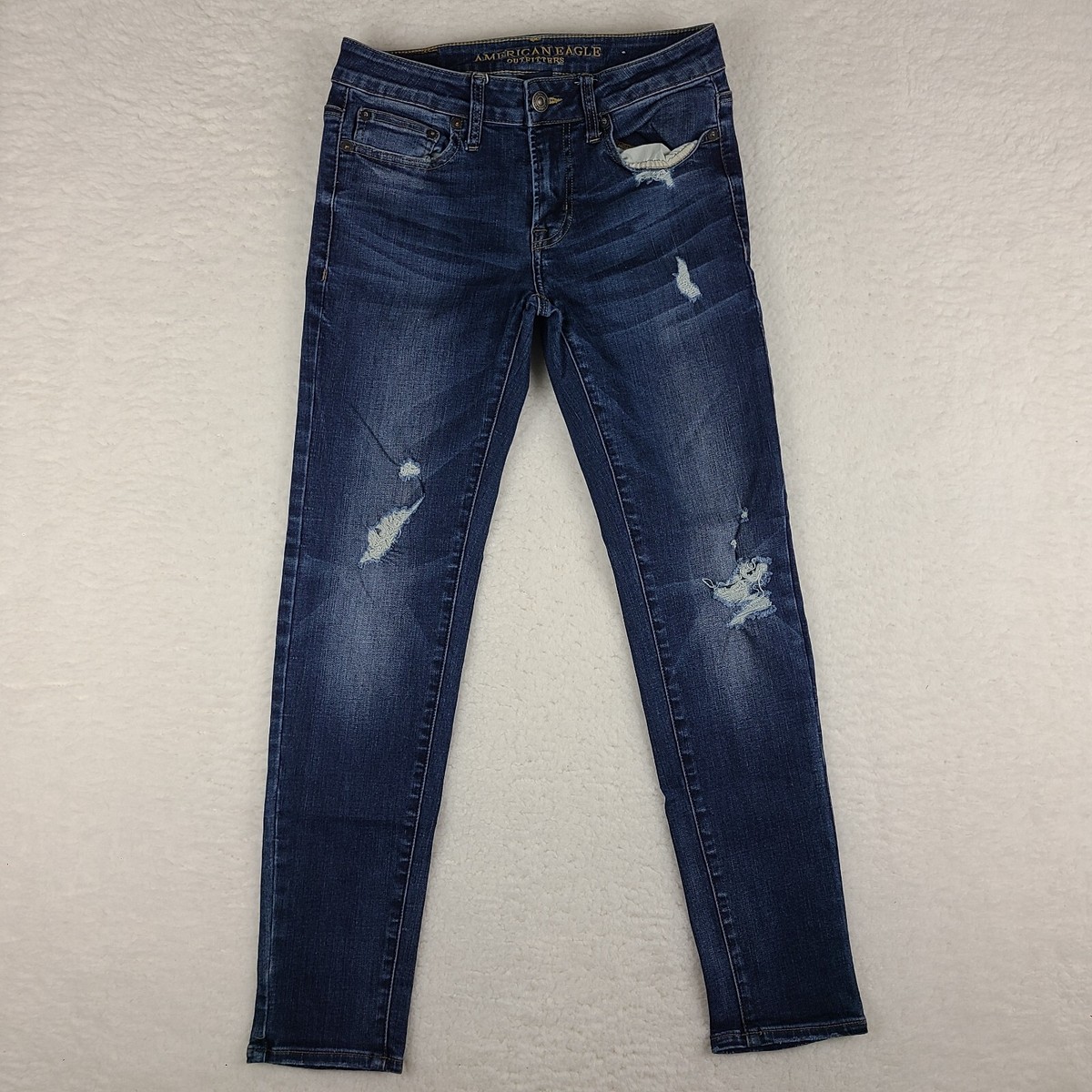 American Eagle Jeans Mens 28x30 Blue Skinny Extreme Flex Distress