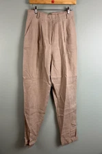 Vintage PennyBlack Linen Beige Pants Size 44 Made in Italy 28"x32" Pleated Tan