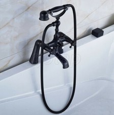 Black Bronze Deck Mount Bathtub Hand Shower Faucet Set Clawfoot Tub Mixer Tap