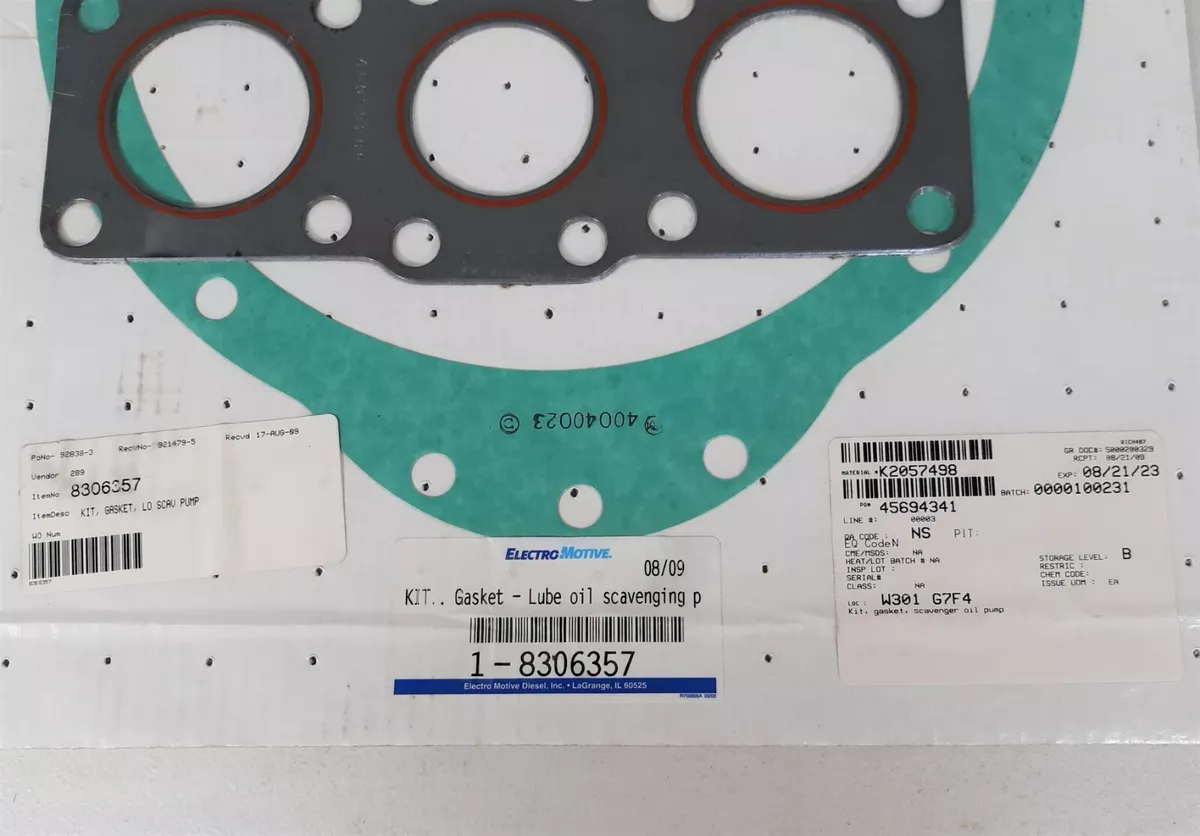 Electro Motive Diesel 1-8306357 Gasket Kit, Lube Oil Scavenging 