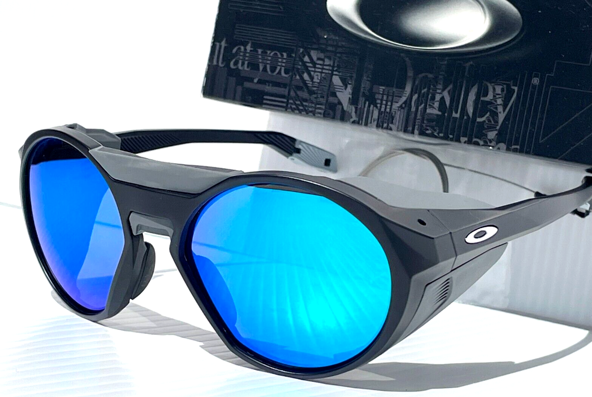 Oakley CLIFDEN Matte Black Round POLARIZED Galaxy Blue Mirror