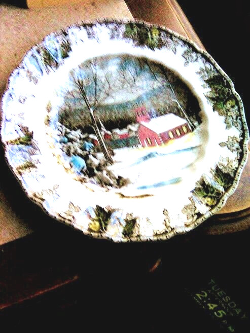 Johnson Bros The Friendly Village, The School House plate