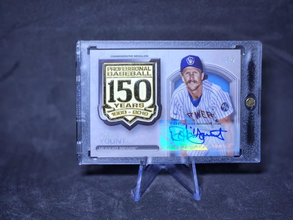 2019 Topps Series 1 Robin Yount 150th Anniversary Comm. Medallion Card Auto #/10 - Image 3 of 4