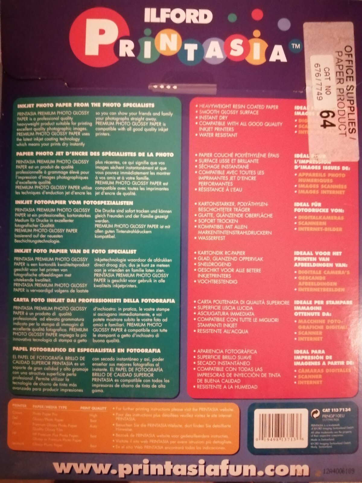 Ilford Printasia Premium Photo Glossy Inkjet Paper A4 / 20 sheets eBay
