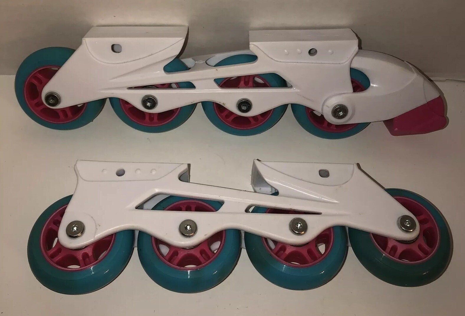 Inline Roller Derby Roller Blades Skates (Only) Pink Teal Wheel