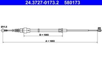 ATE Bremsseil Hinten Vw, Skoda, Seat, Audi 24.3727-0173.2