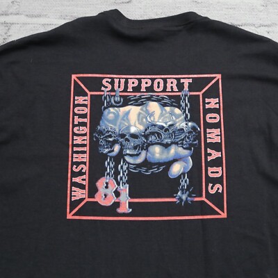 Vintage Support 81 Washington Hells Angels Nomads Shirt Black | eBay