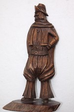 Vintage Man Wooden Sculpture Figurine Hand Carved 12" Home Decor Collectible