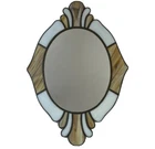 Vintage 90s Hand Made Tiffany Style Stained Glass Wall Mirror Deco Nouveau
