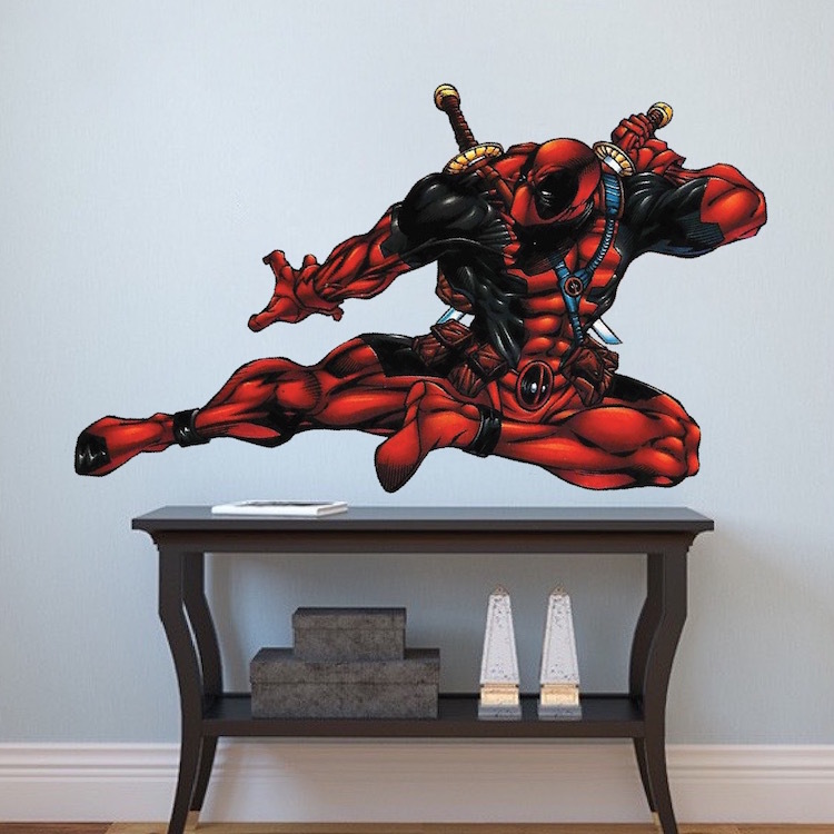 Deadpool Karate Kick Wall Decal Mural Dead Pool Sticker Poster Wall Vinyl, n89