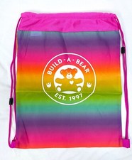 Build a Bear BAB Drawstring Cinch String Bag Rainbow Drawstring Carrier
