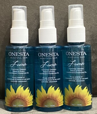 3 PACK! ONESTA BEAUTIFUL HAIR LUMA ORGANIC ARGAN KUKUI LIGHTWEIGHT HYDRATING OIL