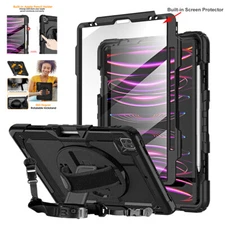 For iPad Pro 6th/5th/4th/3rd 12.9" Rotate Stand Case Cover with Screen Protector