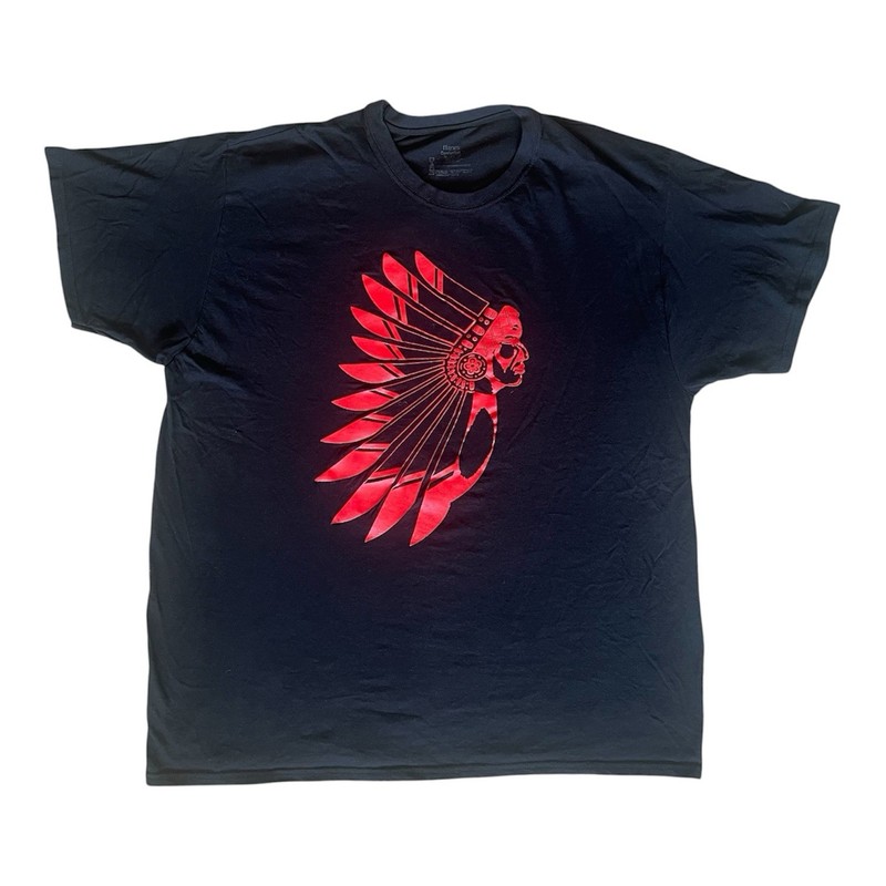 Vintage Native Pride Graffiti Style Black and Red T-Shirt Size 2XL