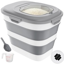 Rice Storage Container, 20 to 50Lbs Collapsible Airtight Rice Container, 30 L...