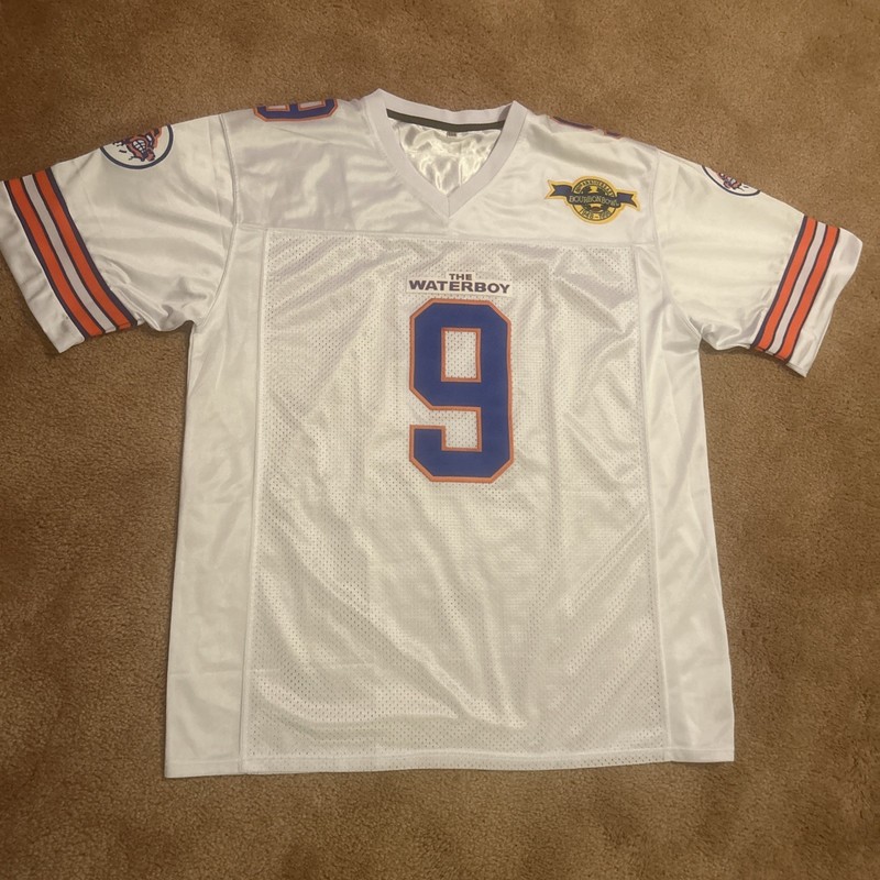 The Waterboy Bobby Boucher #9 Football Jersey Adam Sandler White Men's -XL