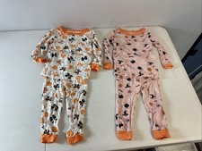 2 pairs Milkberry Bamboo Rayon Pajamas Size 12Months Halloween Girls Preppy