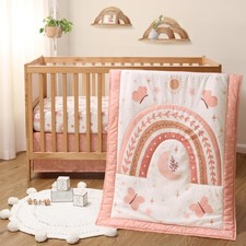 3 Piece Baby Crib Bedding Set for Girls - Newborn, Infant Nursery Bed Set D...