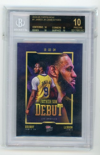 BGS 10 2024 Topps Now Lebron James Bronny Jr Black Label