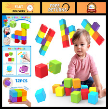 Magnetic Building Blocks 1.65" Stacking Cubes for Toddlers, Montessori Sensory T