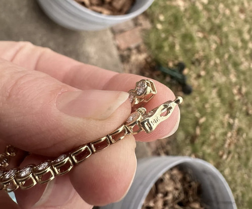 14K Natural 3 Carat Diamond Yellow Gold Tennis Bracelet - Picture 7 of 10