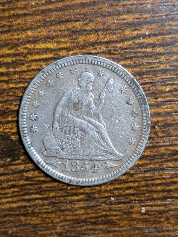 1854 seated liberty quarter Arrows High Grade
