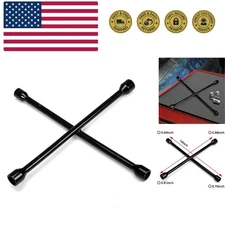 Professional 14" Cross Lug Wrench - 4 Socket Sizes for Maximum Versatility