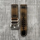 24mm Brown Leather Watch Strap For OFFICINE PANERAI Marina Luminor PAM Watches