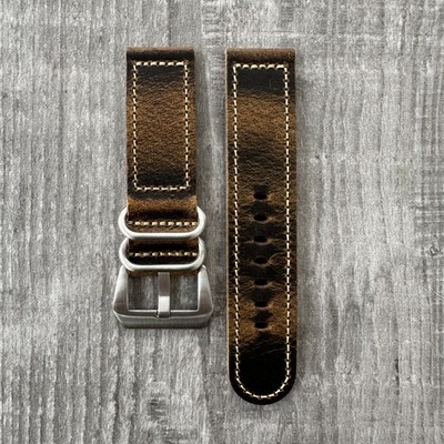 24mm Brown Leather Watch Strap For OFFICINE PANERAI Marina Luminor PAM Watches