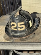 Vintage Cairns Boston Fire Department Leather Firemans Helmet no. 25