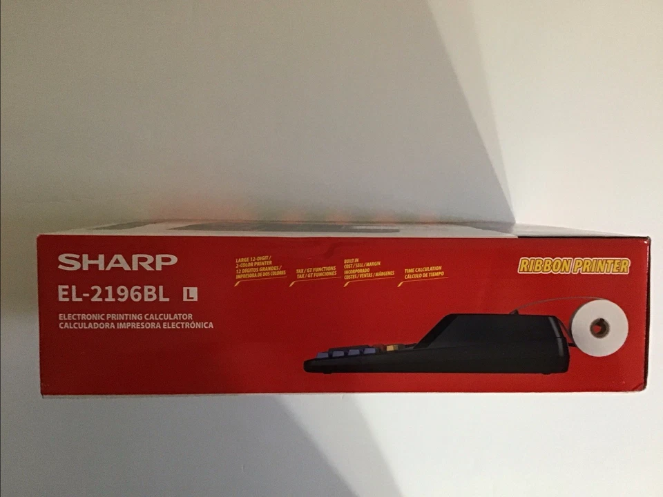 Sharp EL-2196BL 12-digit 2-color Ribbon Printer Large Desktop Calculator New! - Image 4 of 4