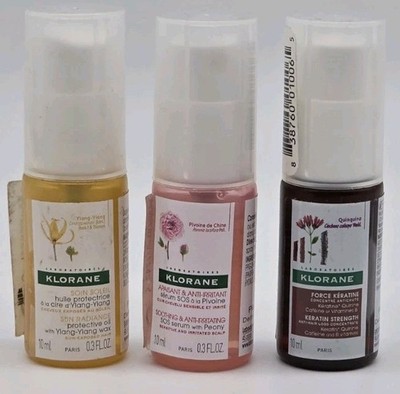 Klorane For Hair Travel Lot Protective Oil, Soothing Serum & Keratin Strength 