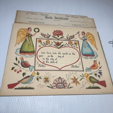 1966 Jacob Zook Hex Birth Certificate Blank Pennsylvania Dutch The Angels NOS