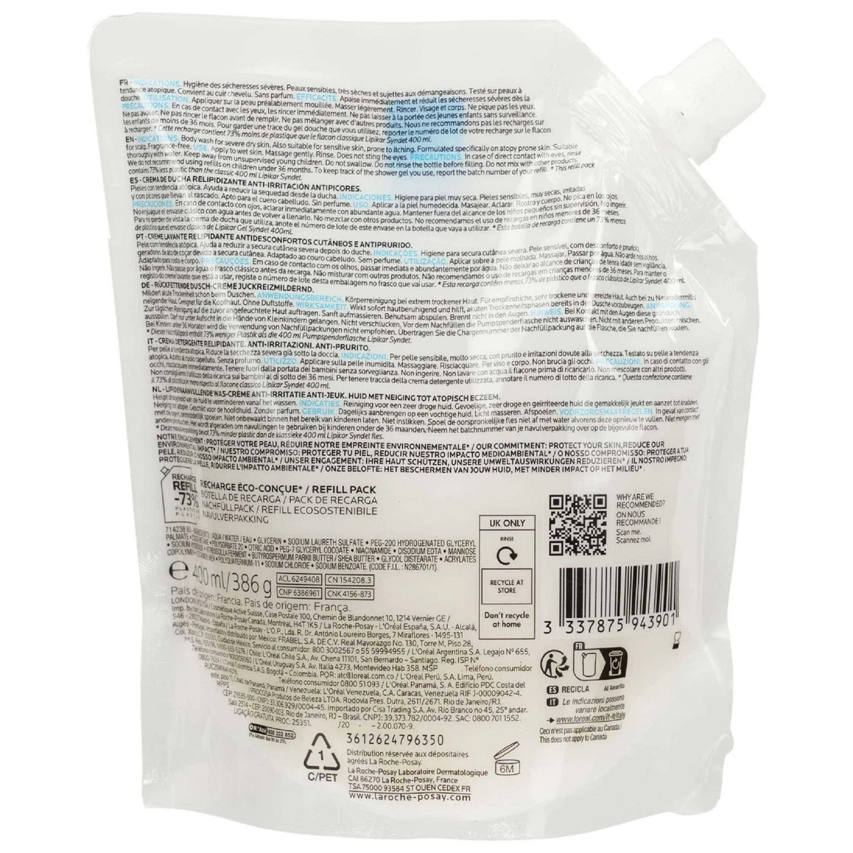LA ROCHE-POSAY Lipikar Syndet AP+ Nachfüllpack 400ml PZN 20225385