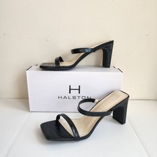 Halston Sleek Strappy Heel Sandals Size 7 Minimalist Classic Modern Casule Chic
