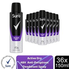 Image of Sure Men 48H Protection Anti-Perspirant Deodorant Active Dry 150ml, 36 Pack