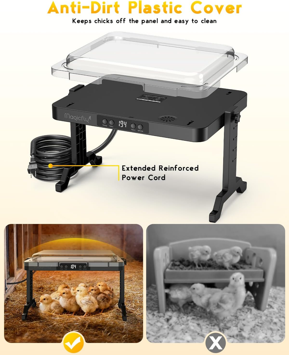 Brooder Heat Plate for Chicks, Magicfly 200W Adjustable Chicken