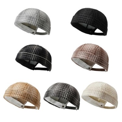 Casual Breathable Cap Light Weight Cotton Checkered Hat Adjustable Size