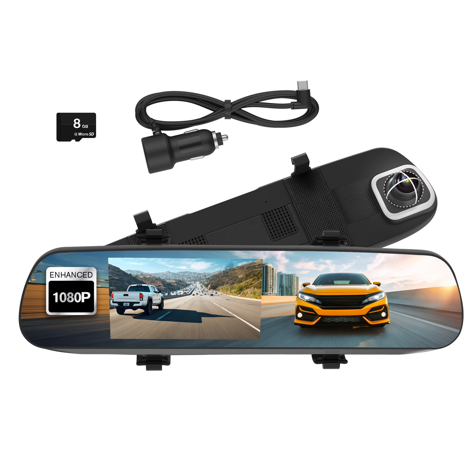 1080P Roadcam Mirror Dash Cam with G-Sensor and 4.7" Monitor