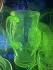 Green Uranium Glass, Cameo "Dancing Girls" Ballerina 56oz Rope Edge Pitcher