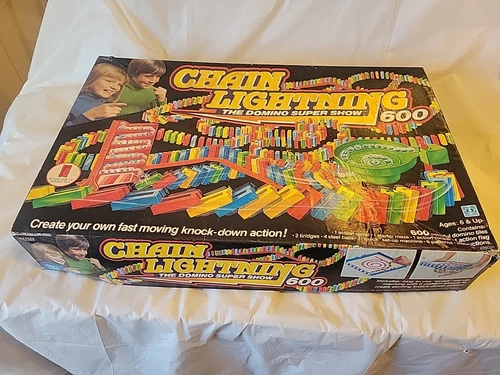 Vintage Hasbro 1982 Chain Lightning The Domino Super Show 600 Game  Original Box