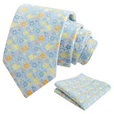 Mens 3.15inches Exquisite Floral Tie with Small Flower D142-light Blue yellow