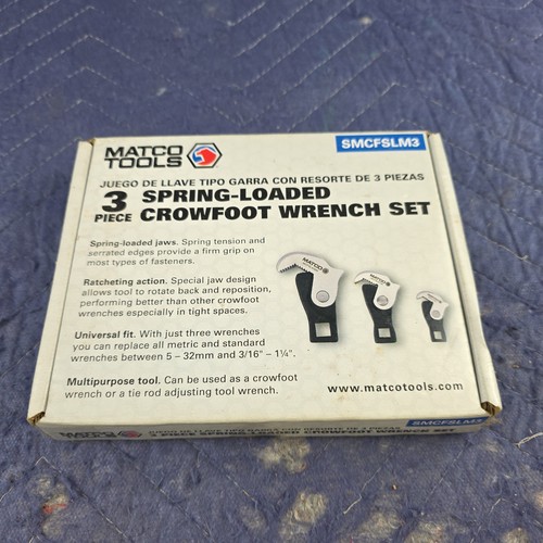 Matco Tools 3 Piece Spring Loaded Crowfoot Wrench Set SMCFSLM3 - Picture 1 of 5