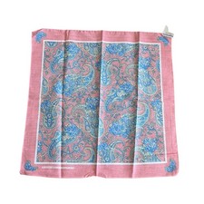 VTG Bandana Hanky Pink Multicolor Paisley RN 14193 22x22 Made in USA 50/50