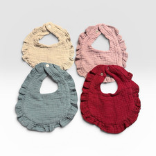 4-Pack Solid Ruffle Edge Baby Bibs with Snap Closure, Multicolor
