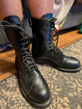 Biltrite Vintage Z41-1983/75 Black Leather Combat Boots Steel Toe Size 10.5R