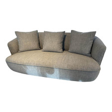 Walter Knoll Sofa Ishino Stoff Togba Pebble Grau Meliert Rücken Leder 